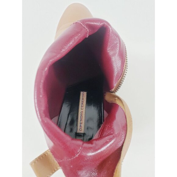 Opening Ceremony Leather Ankle Boots Caramel Brown Bootie Size 37.5 US 6.5 Shoes - Picture 5 of 15